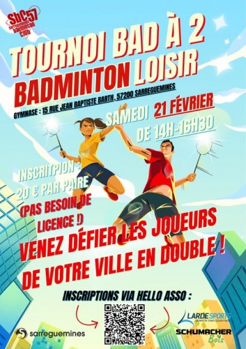 Tournoi de badminton ouvert à tous